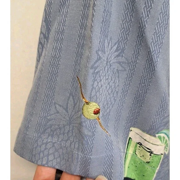 Tommy Bahama Mens XL Shirt Blue 100% Silk Hula Girl - Picture 4 of 9